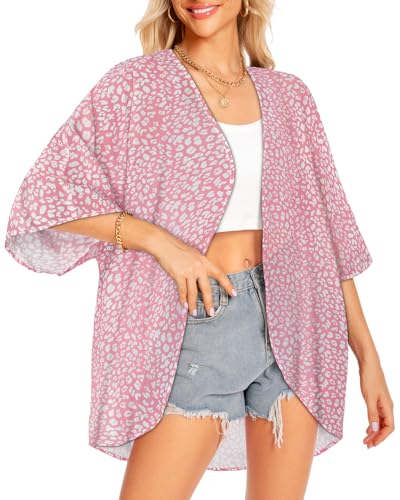 Image of Women Kimono Cardigans Casual Summer Tops Cover up Open Front Floral Print Resort Wear 2026