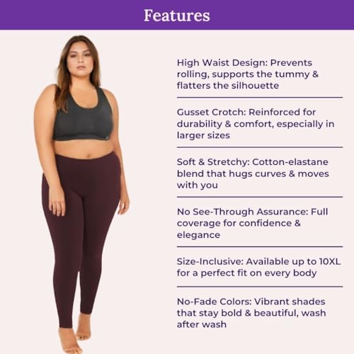 Image of Adira | Plus Size Leggings for Women | Plus Size Leggings for Women | High Waist | Ankle Length | Soft Cotton & Elastane Blend | Non-See-Through | Gusset Crotch Prevents Ripping