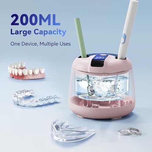 Image of Ultrasonic Retainer Cleaner Machine 48kHz, Dental Ultrasonic Care Cleaner | Ultrasonic Retainer Cleaner for Dentures, Aligners, Mouth Guards, Toothbrush Heads and Jewelry with 200ML Capacity