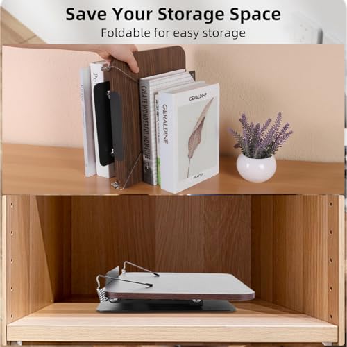 Buchständer Holz Verstellbarer Leseständer mit 360° Drehbasis Faltbar Buchhalter Holz Ideal für Büro Küche Schule Rezepte Kindle Tablet Musiknoten Höhen- und winkelverstellbar