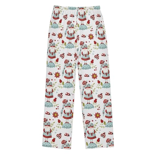 Gnome Ladybug Flowers Boys Long Pants Soft Trousers Elastic Waist Kids Lounge Bottoms with Pockets S-XL
