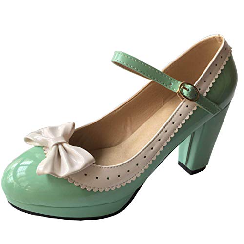 HILIB Woman's High Heel Lolita Shoes Cute Bowknot Mary Jane Shoes2
