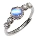 Produktbild Luna Azure Mondstein und 925 Sterling Silber , AAAAA Süßwasser Zuchtperlen verstellbarer Feiner Ring Damen Frauen Mädchen Tochter Mutter handgemacht einzigartig Halloween Weihnachten Geschenk Schmuck