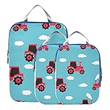 Ligero Bolsas de embalaje de compresión de dibujos animados lindo infantil divertido tractor juego de cubos de embalaje de viaje organizador de bolsa de viaje expandible para equipaje de mano, viaje (juego