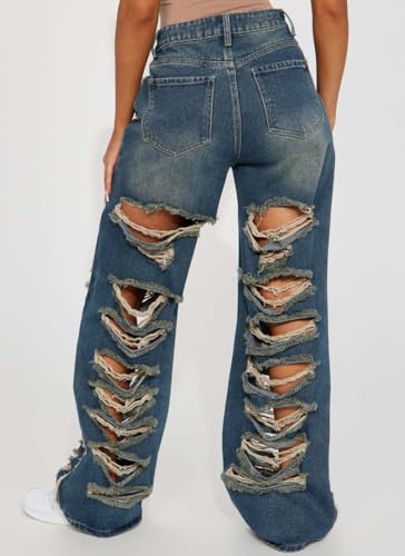 Women's Sexy Skinny Ripped Jeans Stretch Mid High Waist Denim Pants Comfort Soft Fit for Everyday Wear3