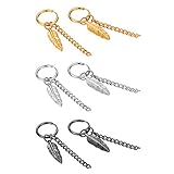 Pendientes de Aro Pluma Juego de 3 Pares Aretes de Acero Joyería de Moda Hipoalergénico Regalo Pascua Cumpleaños (Estilo 3)