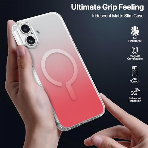 Image of eller sante Maven Magpro Back Cover Case for iPhone 16 Plus Scratch Resistant Camera Screen Protector TPU Shockproof 10ft Drop Protection Support Mag-Safe Wireless Charging- Light Pink