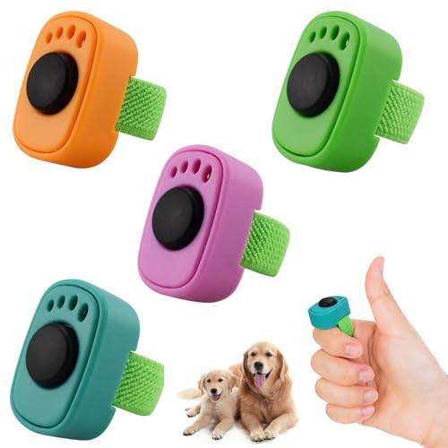 Soomuct 4PCS Clicker Set for Dog Training, Dog Clicker, Pet Training Clickers, Suitable for Cats and Dogs. (Orange/Pink/Emerald Green/Teal).