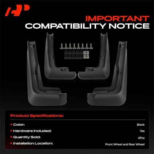 Image of A-Premium Mud Flaps Compatible with Mini | for Mini Cooper 2022, No Drilling Required Mud Guards with Hardware Accessories, Set of 4 Front and Rear