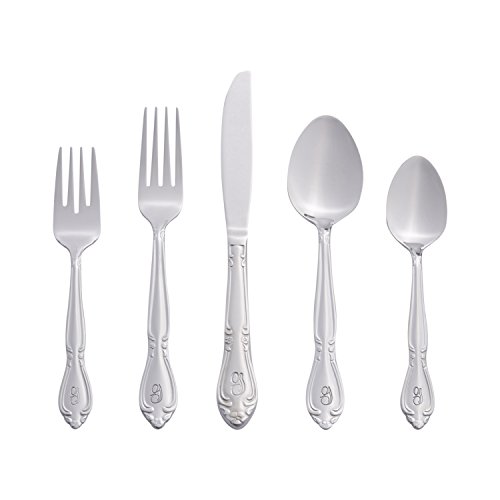 Riverridge 5417-843-G Rose 46 Piece Monogrammed Flatware Set, Letter G, No Size, Silver #TOP10