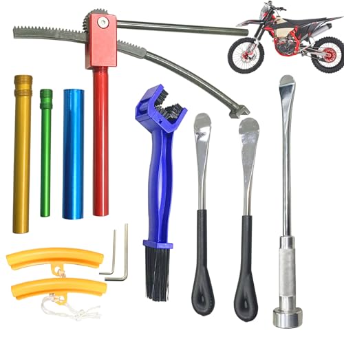 Image of Dirt Bike Tire Changing Tools with Steel Spoons Kit for Enduro and Motocross Compact Dirt Bike Tire Changer for 16 inch to 21 inch Wheels Replacement (Complete Accessories)