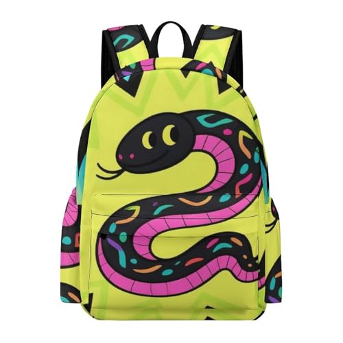 Snake Lightweight Cartoon Backpack, Funny and Cute Laptop Leisure Travel Backpack