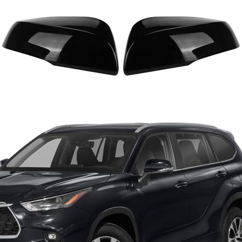 Black Direct Replacement Side Mirror Covers Caps for 2020-2025 Toyota Highlander, Toyota Grand Highlander and Toyota Corolla Cross (With Turn Signal Light Model)