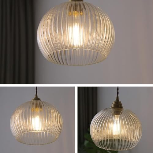 Lustre suspension en verre transparent et finitions vintage chic