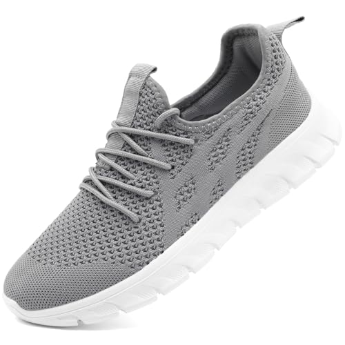 Image of Men's Non-Slip Lightweight Running Shoes Comfortable Walking Shoe Mens Fashion Workout Gym Sneakers for Casual Light Gray US 8