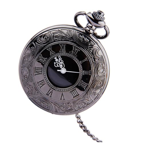 BCOATH 双表示ローマ字アラビア字ダイヤル懐中時計 薄型チェーン付きレトロクラシックラウンドポケットウォッチ 男性女性兼用 贈り物やフ