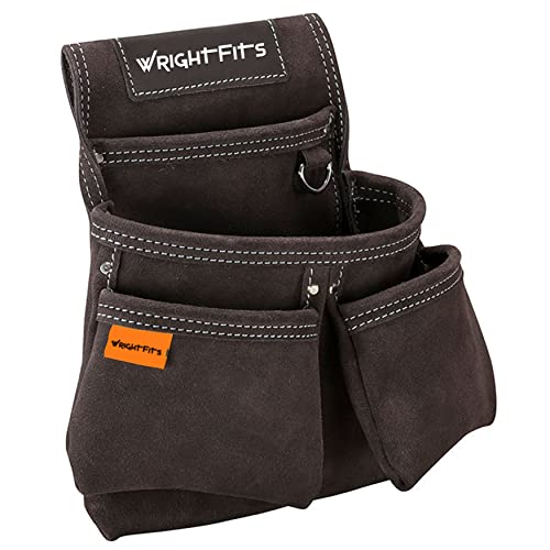 WrightFits Sac à Clous Double en Cuir Sac de Travail | Porte-Outils Organisateur de Travail pour Les constructeurs, charpentiers, jardiniers, électriciens - Marron - WW180116 Cover