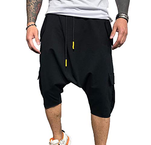Pantalones Cortos Holgados Sueltos de Harem de Moda Pantalones Cortos de Hip Hop para Hombre