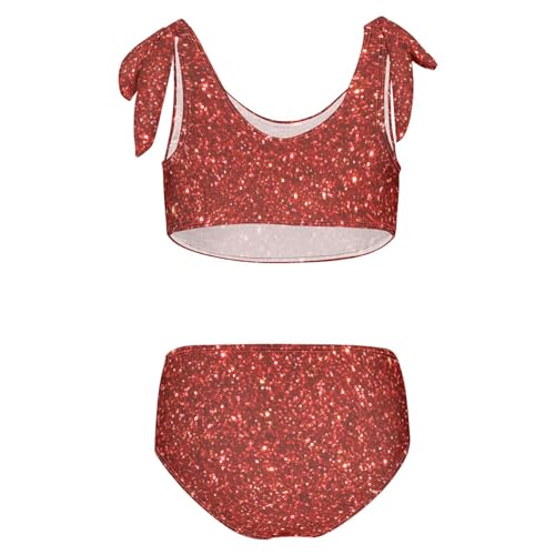 Image of Girls Tankini Swimsuit Bathing Suit Two Piece Bikini Summer Beach Swimwear with Adjustable Strap 3-12 Years Solid Color