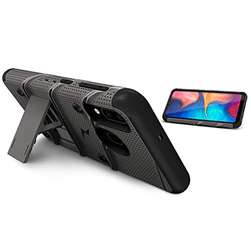 ZIZO Bolt Series for Samsung Galaxy A20 Case | Heavy-Duty Military-Grade Drop Protection w/Kickstand Included Belt Clip Holster Tempered Glass Lanyard Galaxy A50 - Metal Gray
