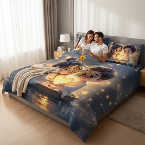 Image of Decor Well 7d Bedsheet for Double Bed King Size with 2 Pillow Covers, Polycotton 220 TC Super Soft & Breathable, Wrinkle Free New Yellow Heart Printed Bedsheet Set (90x100 Inch)