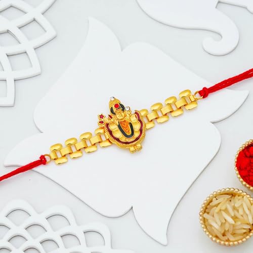 Image of eCraftIndia Lord Ganesha Bracelet Rakhi for Brother With Gift Combo Set | Single Rakhi Bracelet for Brother Bhai Bhaiya Bhabhi | Beads Bracelet for Man | Best Bro Ever Fridge Magnet
