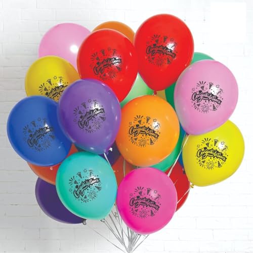 Image of Hk Balloons 50Pcs congratulations Balloons For Decoration Item Multicolor Balloons For Wedding Anniversary, Graduation Party Decors, Retirement, Achievement & Success Party Promotion Celebration
