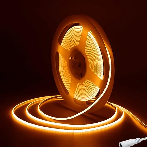 Tayire DC12V Ruban LED COB Orange, 5m 480LED/m Néon Bande Lumineuse LED, 2.7mm LED Strip Rubans à LED COB pour la décoration de la salle FPV de...