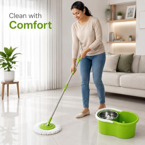 Image of Plastic Spin Mop Bucket, Moppers for Cleaning Floor, Mop Set Extendable Handle, Removable Wringer 360 with Floor Cleaner Mopping Stick