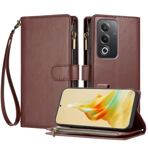 Housse Oppo A98 5G portefeuille zippé pour ranger cartes et monnaie