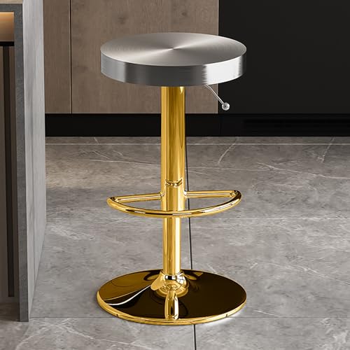 Tabourets de bar pivotants en acier inoxydable au design rond épuré