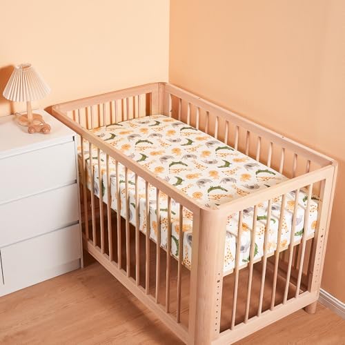 Image of TILLYOU Baby Crib Sheets for Boys Girls, Super Soft Toddler Bed Sheets, 2 Pack Sheets for Standard Crib Mattress 28x52in, African Steppe