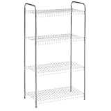 Rubbermaid 4-Tier Heavy Duty Wire Shelf, Satin Nickel, Easy Assemble with Hardware Included, for Food/Laundry/Closet Home Storage Use
