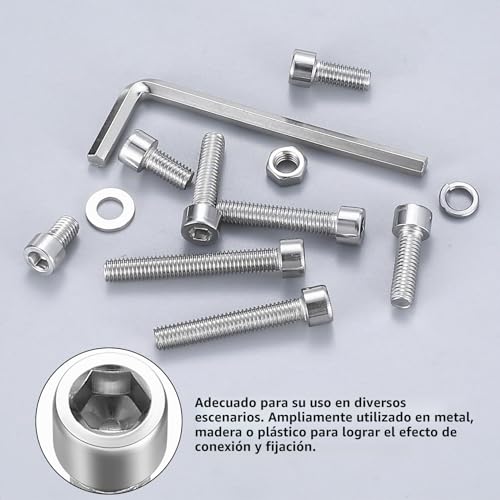 Miniatura 4 de 520 Pcs Juego De Tornillos M5 Y Tuercas, Set De Cabeza Hexagonal Y Allen Con Arandelas, Cabeza Hueca Hexagonal De Acero Inoxidable