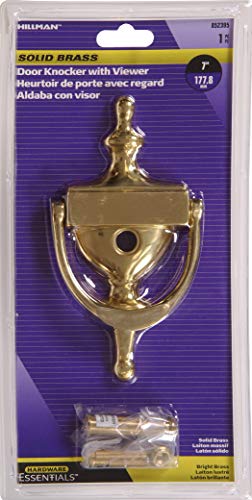 Hillman 852395 Bright Door Knocker, Brass with Viewer, 7 Inches - Image 2