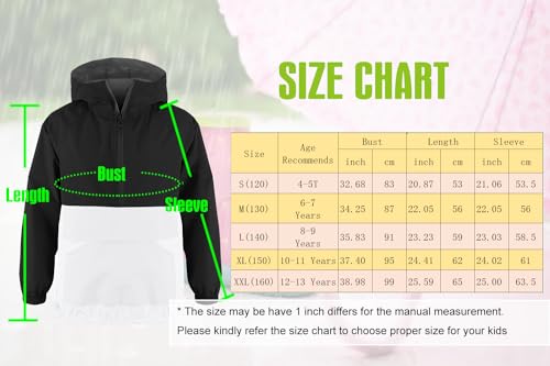 Image of MODAFANS Girls Boys Rain Jacket Lightweight Waterproof Packable Hooded Half zip RainCoats Windbreaker for Outdoor 4-13Year