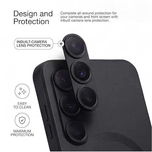 Image of amazon basics Premium Mag-Safe Case for Samsung Galaxy S25 Ultra 5G | Shockproof & Anti-Scratch Cover | Soft Silicone with Wireless Charging | Camera Lens Guard - Black