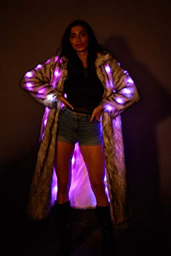 Women's Mens 15 Color LED Overlength Faux Fur Coat Light Up Rave Long Outwear Fancy Dress Party Performence Cosutme2