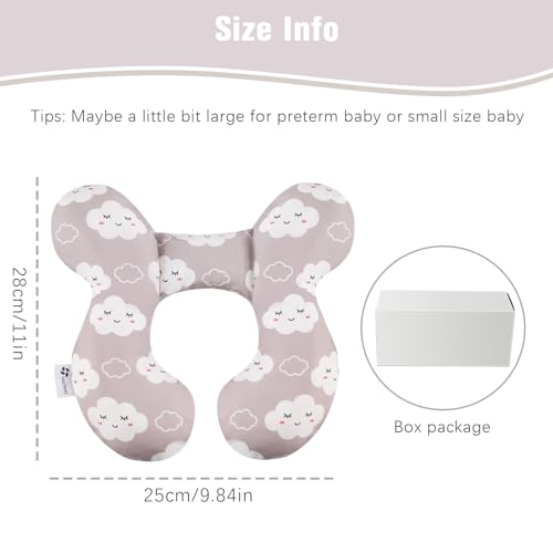 Image of vocheer Baby Travel Pillow(Upgraded), Head and Neck Support Pillow for Pushchair, Car Seat, Stroller, Bouncer, Cotton(Grey Cloud)