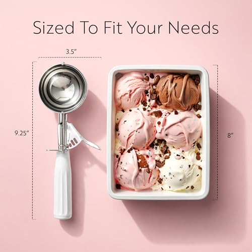 Restaurantware 4.66 Ounce Portion Scoop, 1 Trigger Release Stainless Steel Cookie Scoop - with White Handle, Stainless Steel Disher, for Portion Control, Cookie Dough, Cupcake Batter, Or Ice Cream by Restaurantware - Image 2