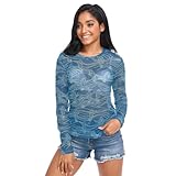 Seahorse Wave Blue See Through Tops for Women Mesh Sheer Tops Long Sleeve Women Blouse Handle Zipper Beach Camping Swimming Pool Size S