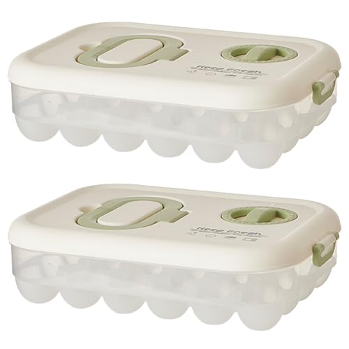 Organizadores de huevos para refrigerador con tapas y asa, artículos esenciales de cocina para el hogar, refrigerador, apilables, portátiles, transparentes, contenedores de huevos reutilizables y de