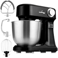 LEHMANN Impastatrice Planetaria, 1500 W, 12 Velocit&agrave;, Ciotola 5 L, Accessori - Frusta, Gancio Impastare e Mescolatore, ideal Impastatrice per Pizza, Pane e Dolci - perfetta per Ogni Cucina, Nero