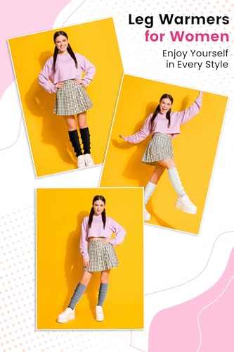 Image of Clothirily Leg Warmers - 2 Pairs Knit Leg Warmers for Women 80s Fashion Long Socks for Sports Party Yoga Winter Accessories