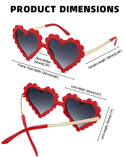 FEISEDY Kids Heart Shaped Sunglasses for Toddler Girls Boys Party Holiday Outdoor Beach UV 400 Protection (Age 1-10) B41023