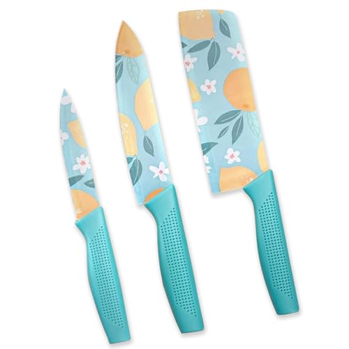 Image of Marco Almond 3 Pieces Professional Kitchen Knife Set /Meat Knife /Chef Knife with Non-Slip Handle Sharp Manual Sharpening for Home Kitchen, High Carbon Stainless Steel Knife Black Set