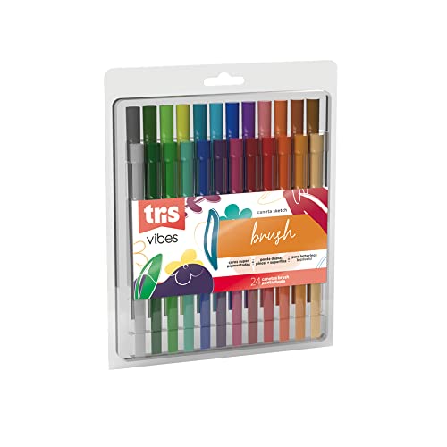 Hidrocor Ponta Dupla Pincel + Superfina Vibes Sketch - Colorido (24 Cores) - Tris