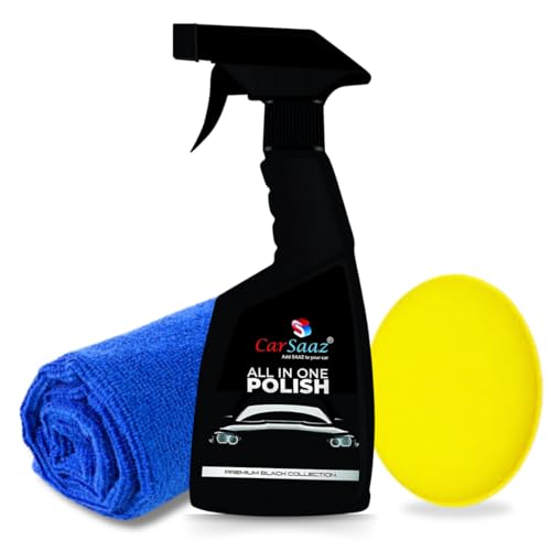Image of CAR SAAZ All In One Polish 380 ML with Microfiber Cloth and Applicator Pad | Ultimate shine and Protection