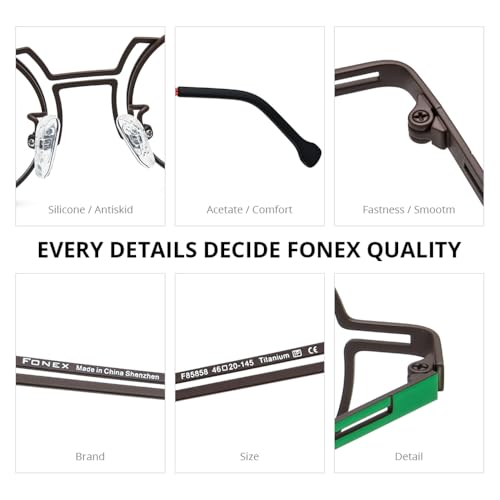 Image of FONEX Colorful Pure Titanium Glasses Frame Women Retro Round Eyeglasses