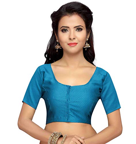 Image of Studio Shringaar Women's Brocade Half Sleeve Bright Readymade Saree Blouse
